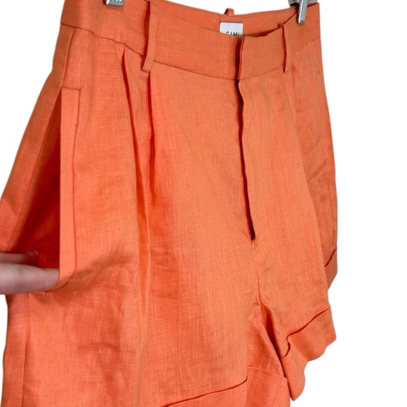 Cami NYC - “Rabia” Tailored Short in Papaya Linen-Blend Pleated - Size 12 Orange - Picture 11 of 17